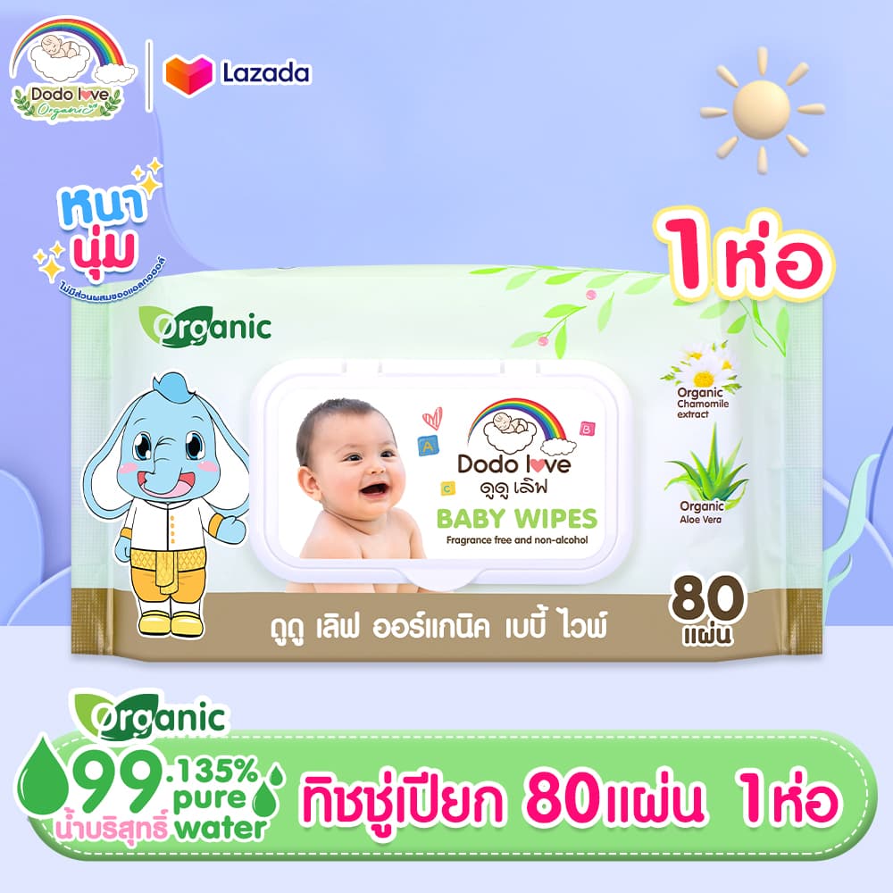 ภาพโปรโมต DODOLOVE ทิชชู่เปียกห่อสีเขียว 80 แผ่น จาก Lazada Affiliate